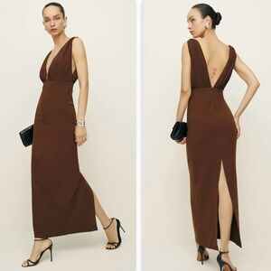 NEW Reformation x Laura Harrier Velda Formal Dress in Chocolate Brown Size 6